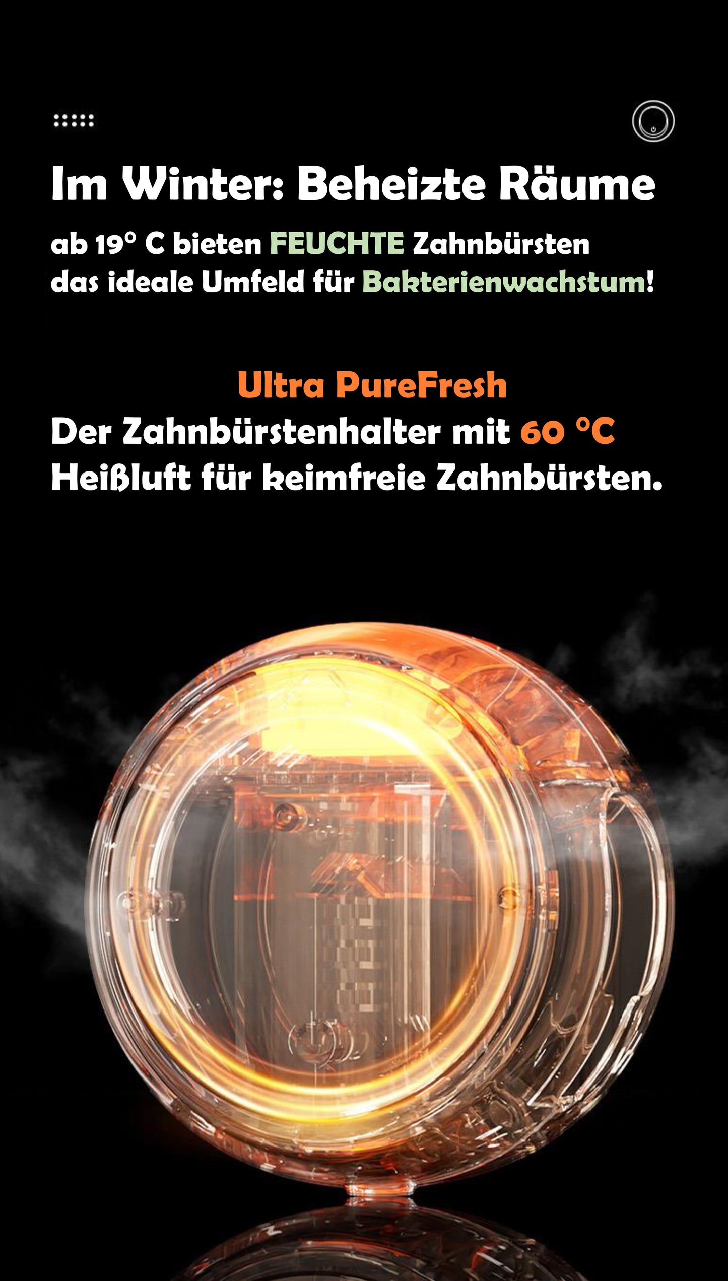 Ultra PureFresh | UV-Zahnbürsten-Desinfektion mit Intelligenter Timing-Funktion